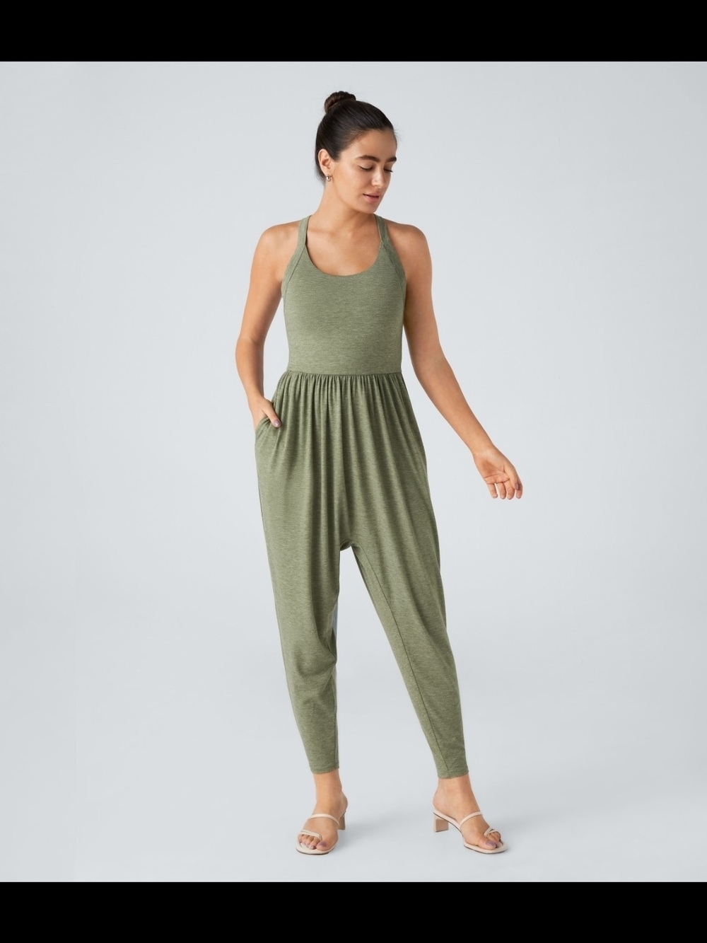 Halara U Neck Pocket Harem Casual Jumpsuit-Easy Peezy Edition NWT